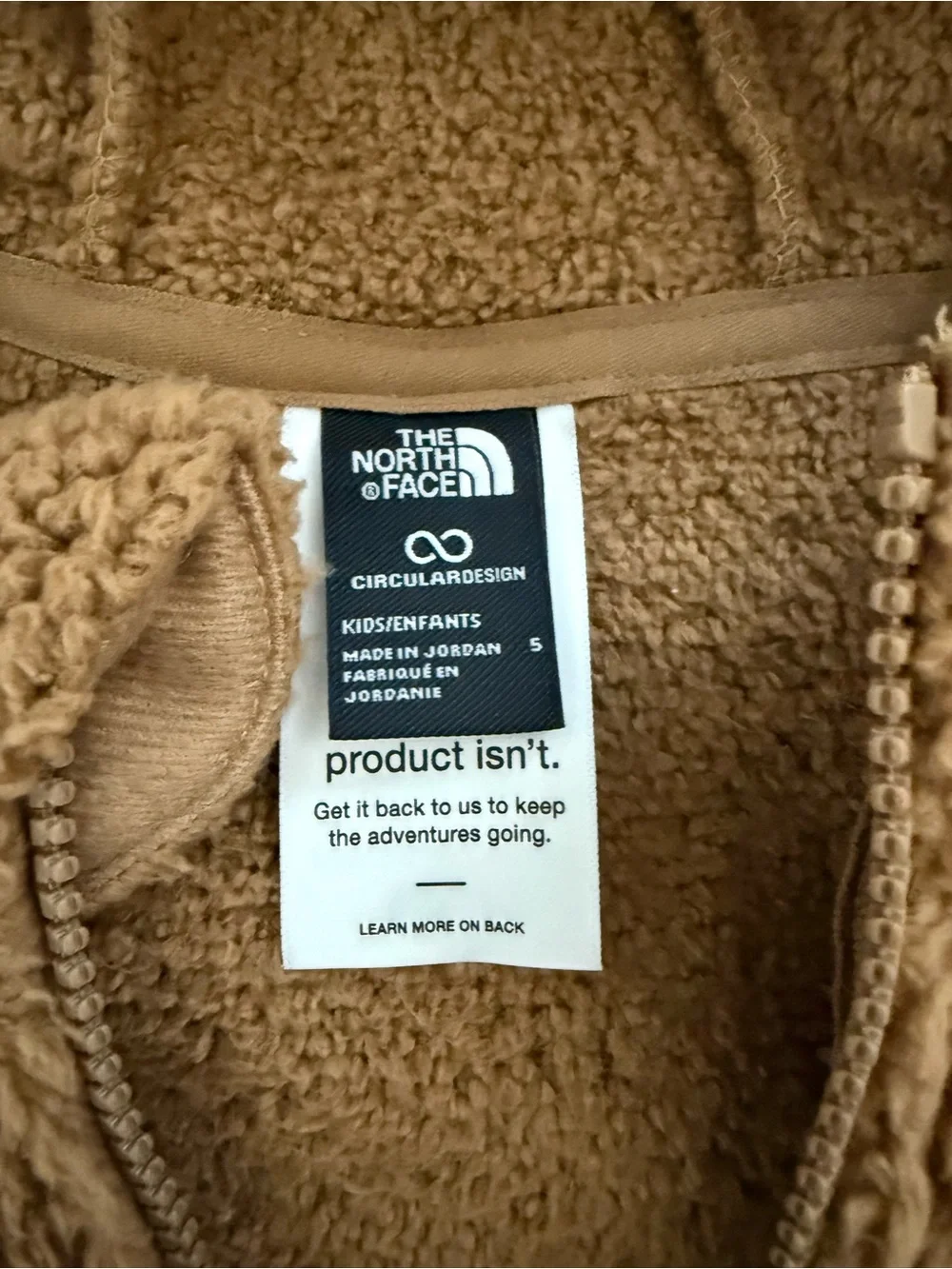 The North Face Kids Brown Sherpa Fleece Jacket with Hood